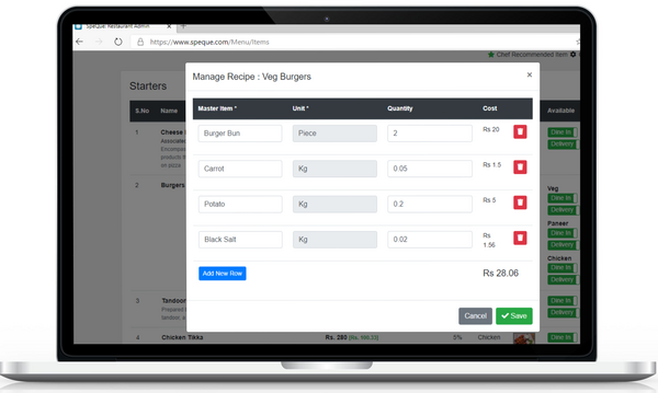 SpeQue Restaurant Inventory Management